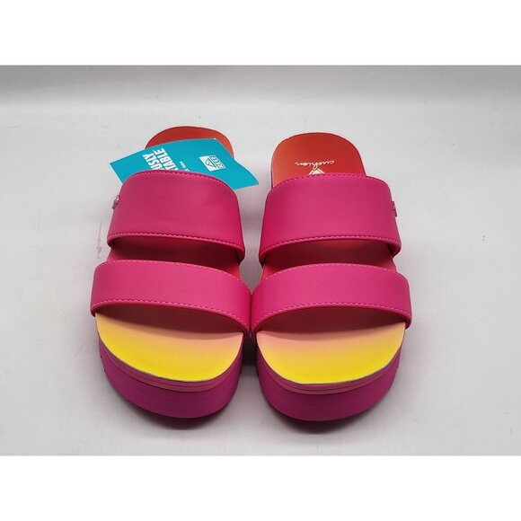 REEF Banded Horizon Hi Platform Slip On Cushion Comfort Slide Sandal Pink Size 6 - Picture 2 of 10
